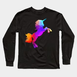 Beautiful Geometric Polygon Unicorn Long Sleeve T-Shirt